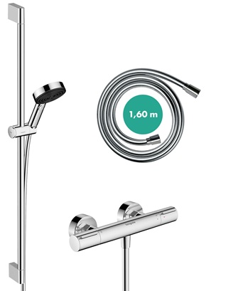 Hansgrohe Brausesystem Pulsify Select S 105 3 jet Eco Relaxation Ecostat Element Brausestange 900mm chrom 24271000