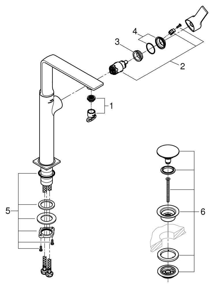 Grohe Allure Einhand-Waschtischbatterie chrom XL-Size 23403001