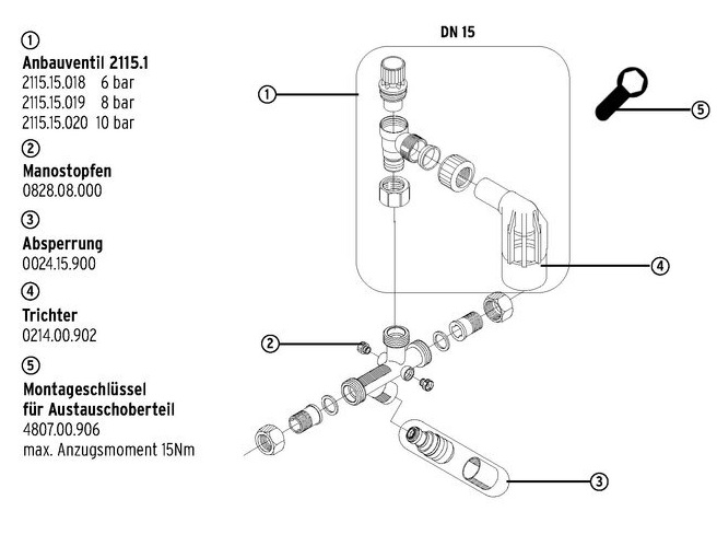 SYR Sicherheitsgruppe 24 SYRobloc DN 15, mit G1/2 Verschraubungen und 10 bar Sicherheitsventil, rohgelb 0024.15.002