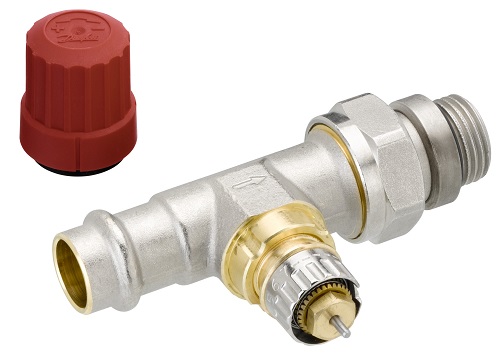 Danfoss Ventilgehäuse RA-N 15 Pressfit R 1/2, Durchgang, matt vernickelt 013G3238
