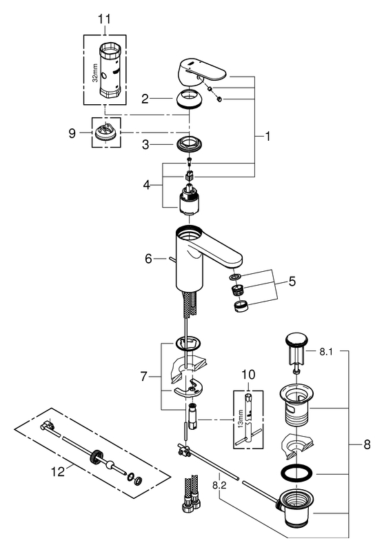 Grohe Eurosmart Cosmopolitan Einhand-Waschtischbatterie chrom mittelhoch Zugstangen-Ablaufgarnitur 23325000