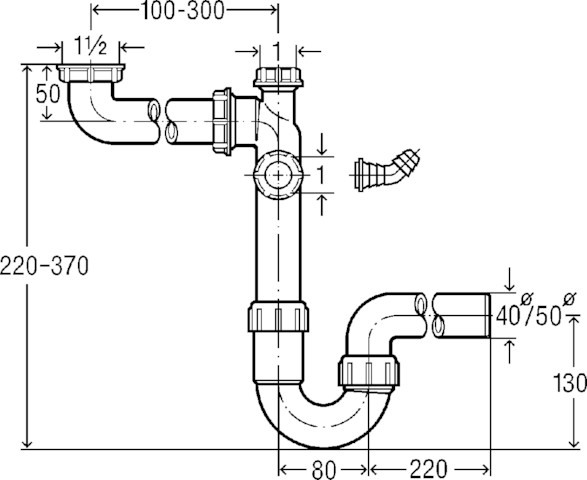 Viega Röhrengeruchverschluss Raumschaffer 7850 in G1 1/2x40mm 104429