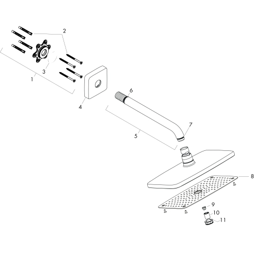 Hansgrohe Kopfbrause Raindance E 360 Air 1 jet 360mmx190mm mit Brausearm 240mm chrom 27371000