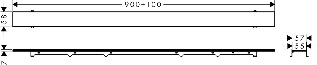 Hansgrohe RainDrain Rock Duschrinne 900mm kürzbar und befliesbar 56032000