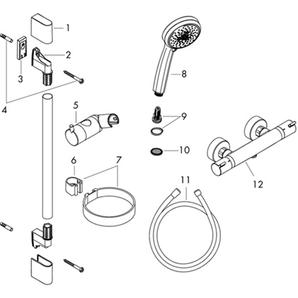 Hansgrohe Brausesystem Aufputz Croma 100 Multi mit Ecostat Comfort Thermostat und Brausestange 900mm, Chrom 27085000