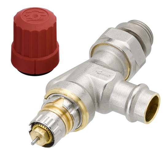 Danfoss Ventilgehäuse RA-N 15 Pressfit R 1/2, UK Axial, matt vernickelt 013G3239
