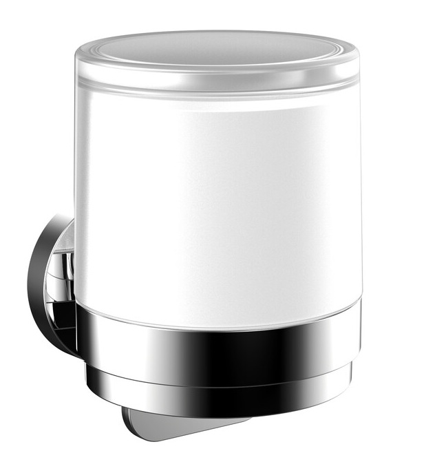 Emco Einhand-Seifenspender Round, Glasteil satiniert, chrom 432100101