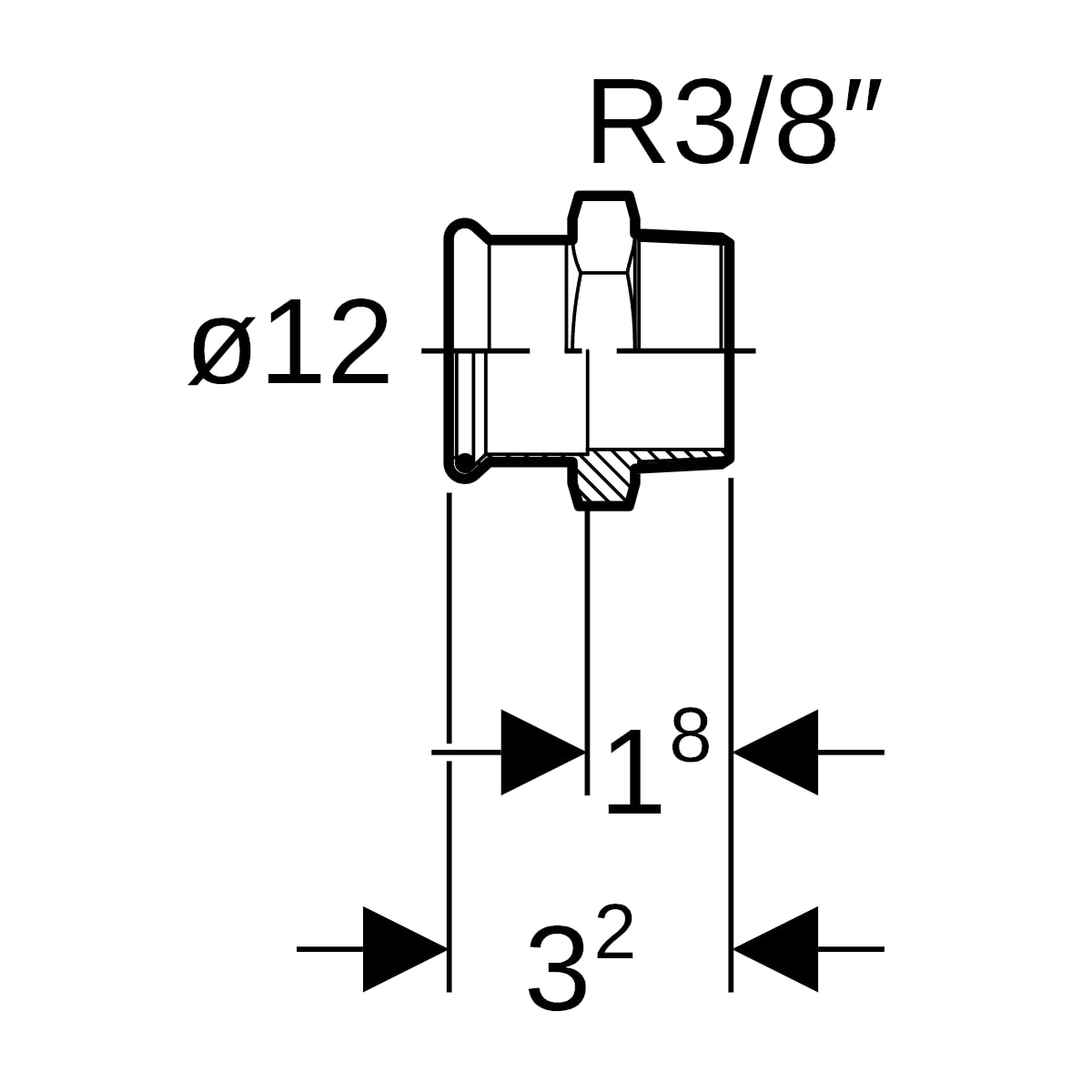 Geberit Mapress Edelstahl Übergang mit AG d12-R3/8 33017