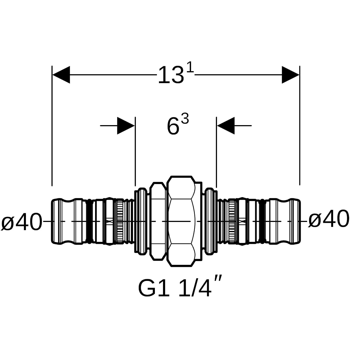 Geberit Mepla Verschraubung Rotguss d40 605.571.00.5