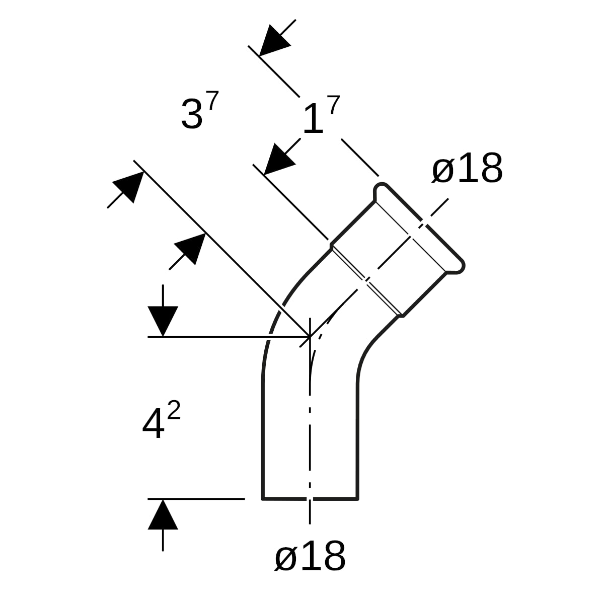 Geberit Mapress C-Stahl Bogen 45 Grad mit Einschubende d18 verzinkt 20703