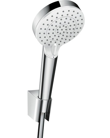 Hansgrohe Crometta Brausehalterset 100 Vario EcoSmart mit Brauseschlauch 1250mm, Weiß/Chrom 26693400