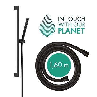 Hansgrohe Brauseset Pulsify S 100, 1 jet EcoSmart+ mit Brausestange 650mm mattschwarz 24373670