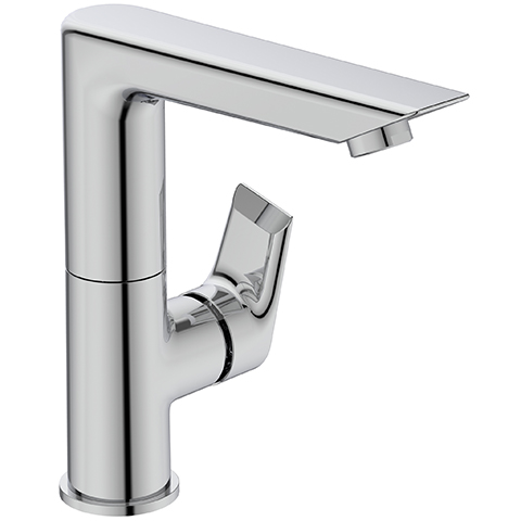 Ideal Standard Tesi Waschtischarmatur mit hohem schwenkbarem Auslauf ohne Ablaufgarnitur chrom, Ausladung 147mm, 5 l/min A6755AA
