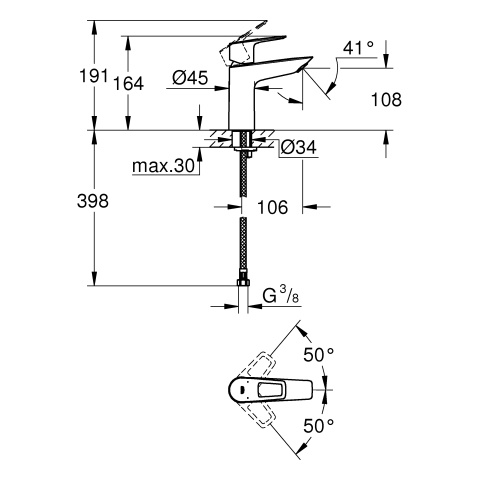 Grohe BauLoop Einhand-Waschtischbatterie chrom M-Size glatter Körper 23917001