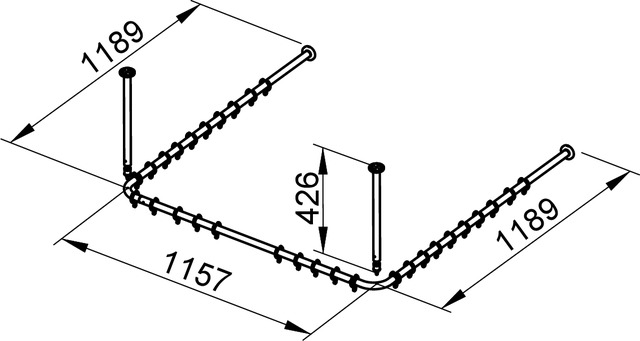 Keuco Brausevorhangstangen Set Plan für Dusche U-Form, 120x120, silber-eloxiert 14940171200