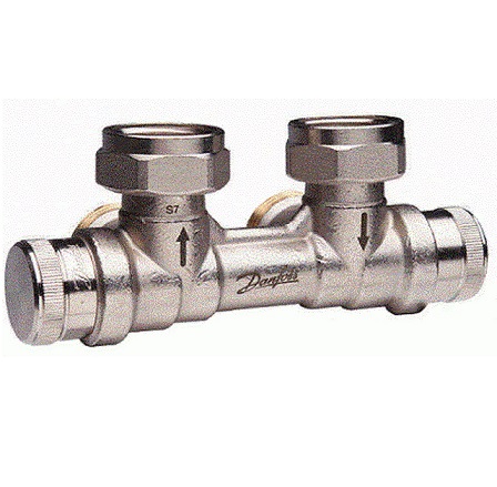 Danfoss dynamischer Hahnblock RLV-KDV für Ventil-Heizkörper R 1/2", Eck mit VL links 013G7872