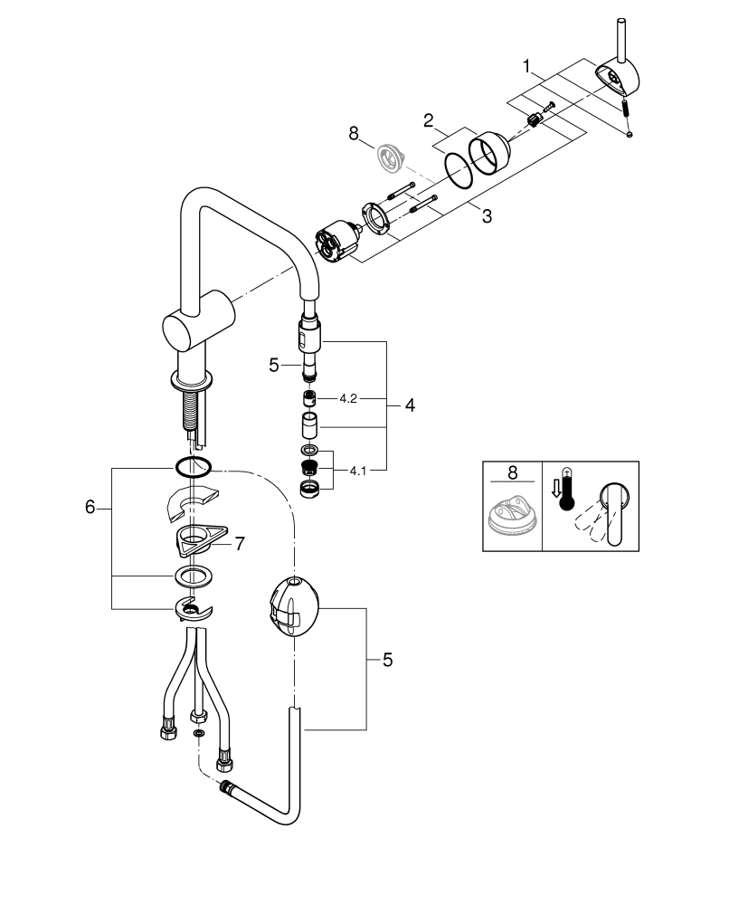 Grohe Minta Einhand-Spültischbatterie chrom DN15 U-Auslauf ausziehbarer Mousseur 32067000