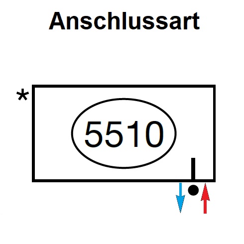 Zehnder Anschlussart 5510, unten rechts für Charleston, Anschluss 2-Rohr mit externem Ventil 5510