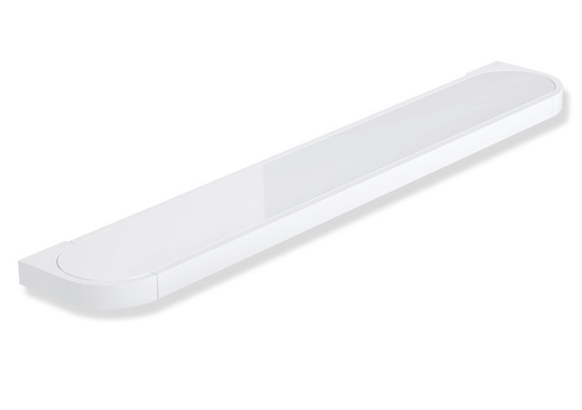 HEWI Ablage, Halter Metall, Platte Acrylglas, 600mm breit, 100mm tief, Wandmontage, weiß matt 800.03.10060 AS