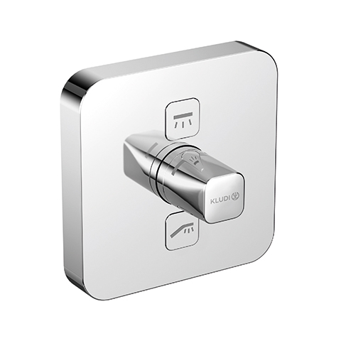 Kludi PUSH UP-Armatur mit Rotationskartusch Drucktaste für 2 Verbraucher, soft edge chrom 387110538