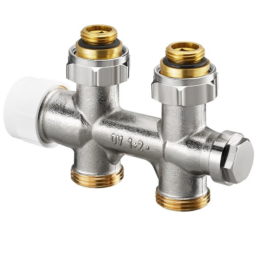 Oventrop Anschlussarmatur "Multiblock T" 1/2"AG x 3/4"AG, 1-und 2-Rohr, Durchgang 1184033