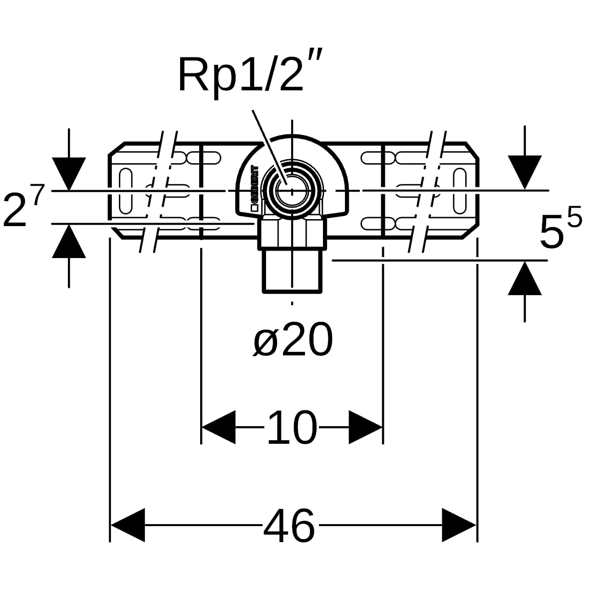 Geberit Mepla Anschlusswinkel 90 Grad vormontiert schallgedämmt einfach Rotguss d20-Rp1/2 602.785.00.5