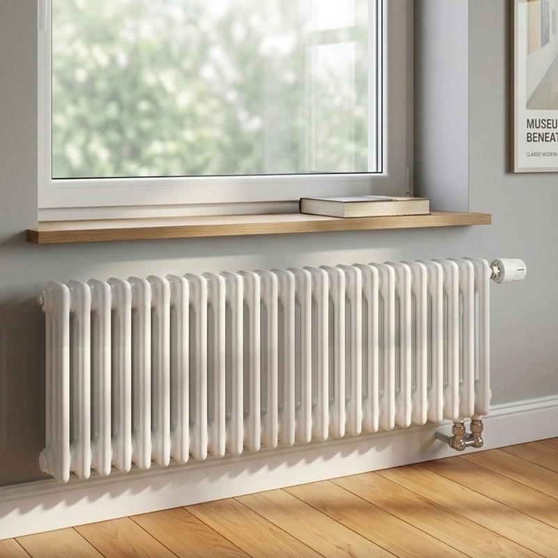Arbonia Ventil-Röhrenradiator Standard 6-Säuler H: 35 L: 225cm, Modell 6035, weiß, 50 Glieder