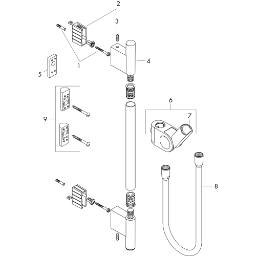 Hansgrohe AXOR Uno Brausestange 900mm mit Brauseschlauch 1,60 m, Brushed Nickel 27989820
