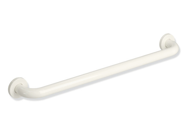 HEWI Badetuchhalter Serie 477, Achsmaß 570mm, mit Rosetten, reinweiß 477.30.100 99