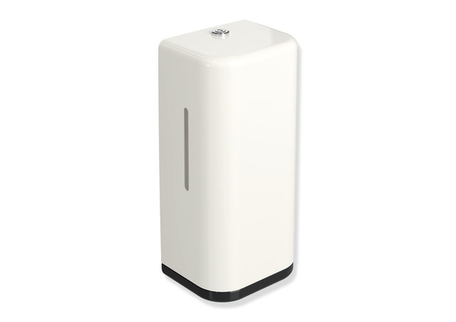 HEWI SENSORIC Elektronischer Schaumseifenspender, Korpus reinweiß, Rahmenelement / Entnahmeöffnung, 500ml, tiefschwarz 477.06.10399 90