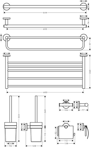 Hansgrohe Bad Accessoire 5-teiliges Set Logis Universal chrom 41728000