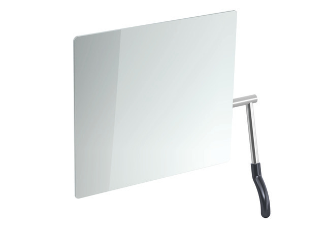 HEWI Kippspiegel Serie 802 LifeSystem, Kristallspiegel, mit ergonomisch Griff, Hebel rechts, anthrazitgrau 802.01.100R 92