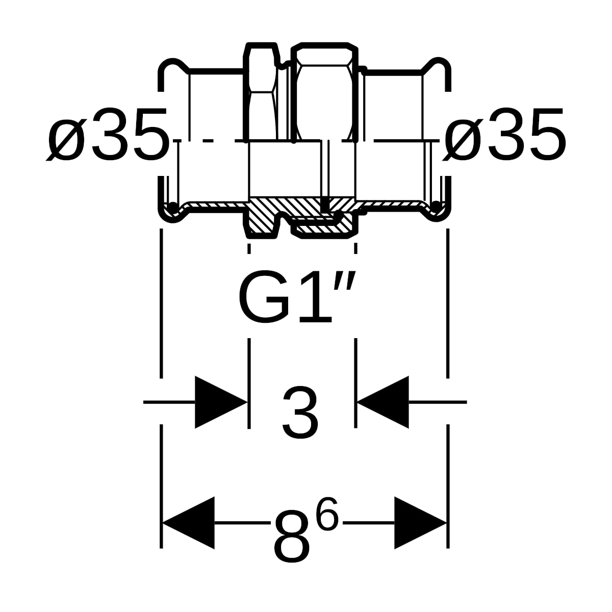 Geberit Mapress Edelstahl Verschraubung d35 35324