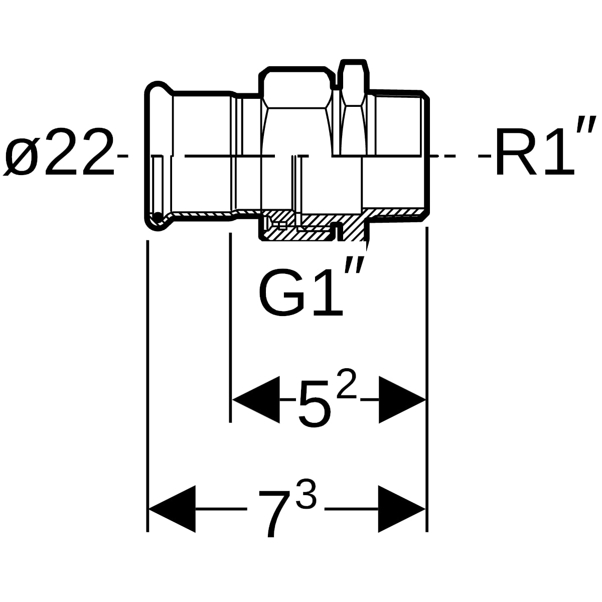 Geberit Mapress Edelstahl Übergangsverschraubung mit AG ÜM d22-R1 35366