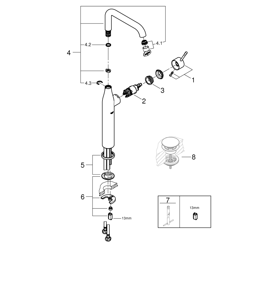 Grohe Einhand-Waschtisch-Batterie Essence supersteel für freistehende Waschschüsseln 24170DC1