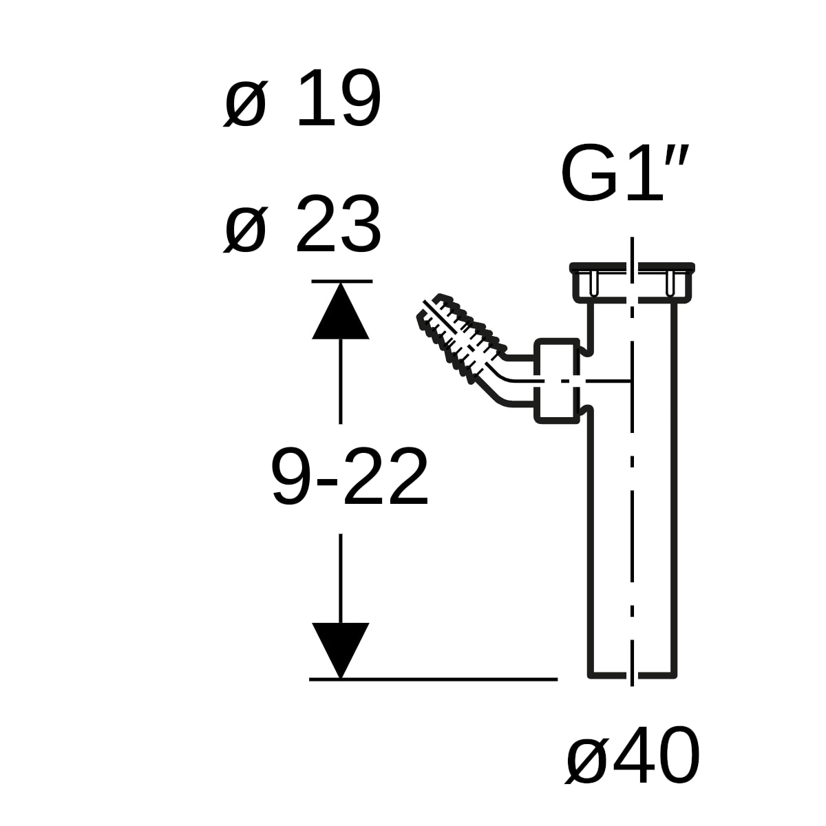 Geberit Anschlussstutzen mit Überwurfmutter mit Winkelschlauchtülle d19-23/40 152.242.11.1