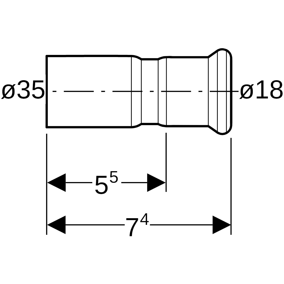 Geberit Mapress C-Stahl Reduktion mit Einschubende d35-18 verzinkt 22311