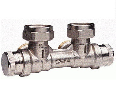 Danfoss dynamischer Hahnblock RLV-KDV für Ventil-Heizkörper R 1/2", Eck mit VL rechts 013G7871