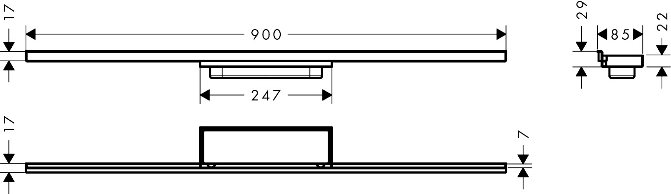 Hansgrohe Fertigset RainDrain Minimalistic 900mm Duschrinne befliesbar 56221000