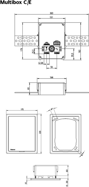 Heimeier UP-Kasten Multibox C/E mit Thermostat-Oberteil, weiß 9308-00.800