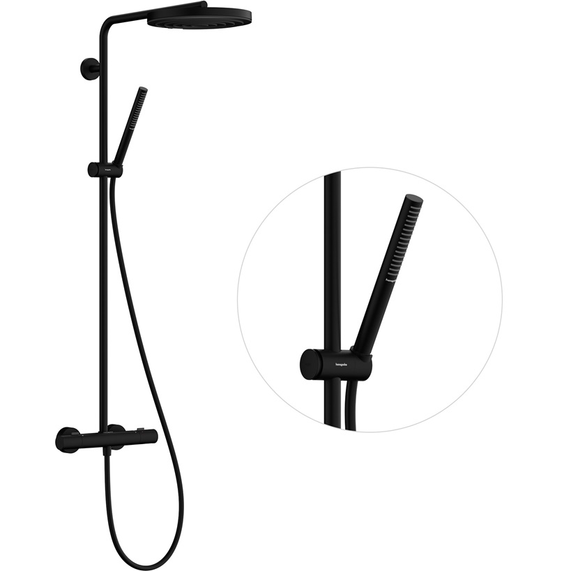 Hansgrohe Showerpipe Pulsify S Puro 260 1 jet EcoSmart Brausethermostat Aufputz schwarzmatt 24223670