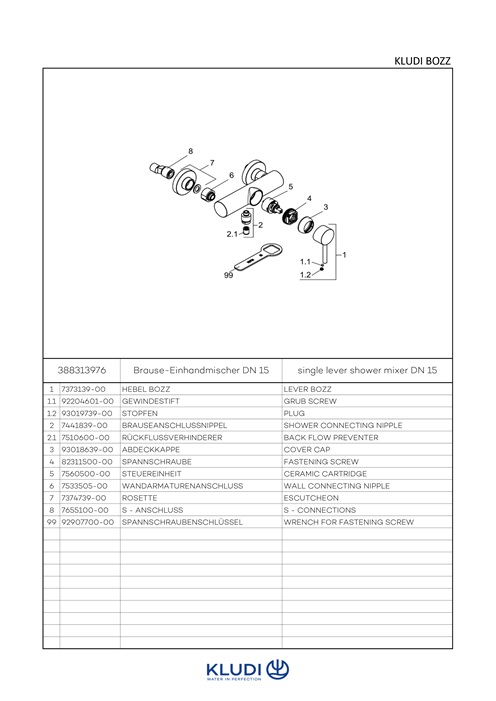 Kludi BOZZ Brause-Einhandmischer eigensicher mattschwarz 388313976