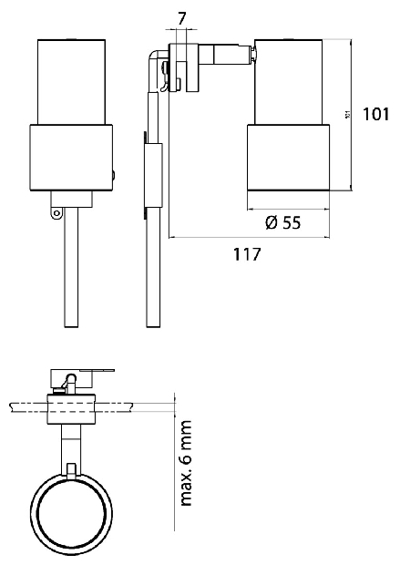 Emco Spiegelklemmleuchte System2 LED, ohne Leuchtmittel, GU 10, max. 8W/240V, D=55mm chrom 359500101