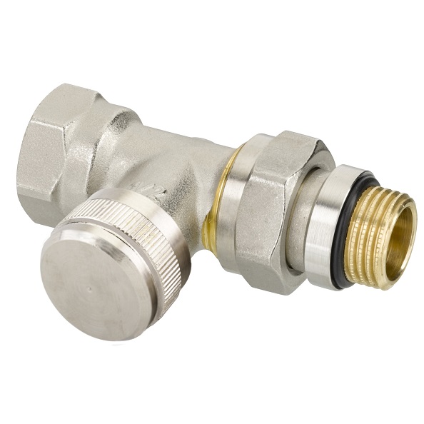 Danfoss Rücklaufverschraubung RLV 15 R 1/2, Durchgang, vernickelt, selbstdichtende Nippel 003L0344