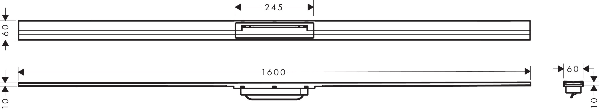 Hansgrohe Duschrinne Fertigset RainDrain Flex 1600mm kürzbar gebürstet edelstahl 56261800