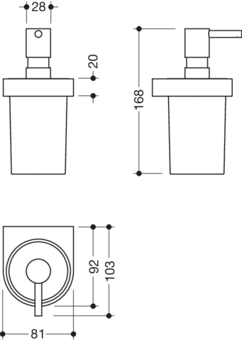 HEWI Seifen-oder Desinfektionsmittelspender mit Halter, Halter Metall, Seifenspender Kristallglas, weiß tiefmatt 800.06.11065 DX