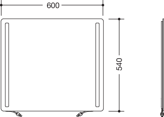 HEWI LED-Verbundspiegel plus, für LED-Kippspiegel plus für System 800 K, LED-Beleuchtung seitlich rechts / links 801.01.E02