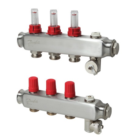 Danfoss Fussbodenheizungs-Verteiler SSM-12F, 12 Kreise, mit Durchflussanzeige 088U0762