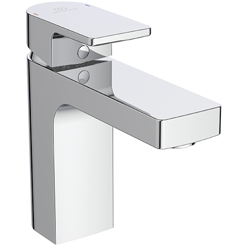 Ideal Standard Edge Waschtischarmatur Slim mit Ablaufgarnitur chrom, Ausladung 125mm, 5 l/min. A7104AA