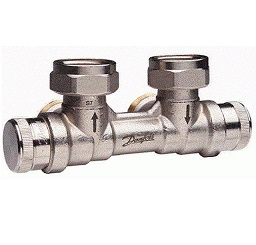 Danfoss dynamischer Hahnblock RLV-KDV für Ventil-Heizkörper G 3/4", Eck mit VL links 013G7875